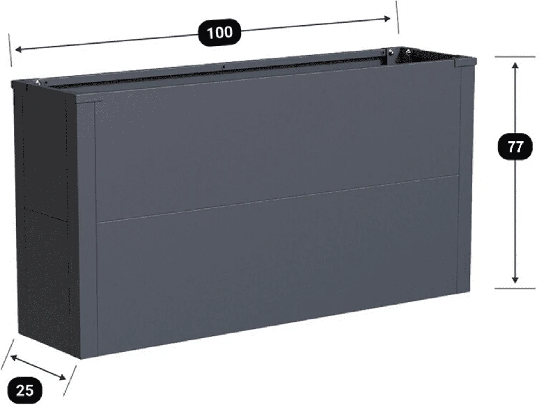 Metalinis vazonas HATIS, 100 x 25 x 77 cm, antracito