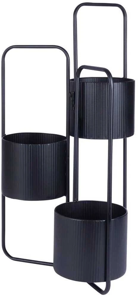 Vilde Metalinis gėlių stovas 3 aukštų juodas, 33x24x57 cm