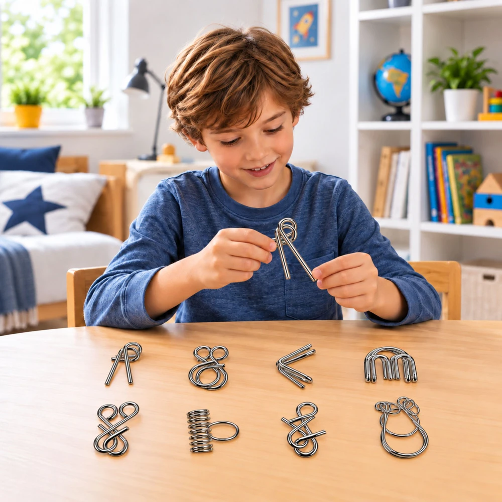 Dėlionė Lean Toys Metalinių vielinių loginių galvosūkių rinkinys, 8 vnt.