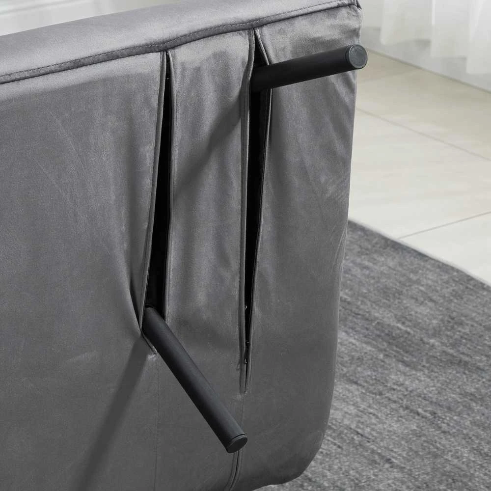 HOMCOM sofa lova su patalynės dėže, sofa su miegojimo funkcija, aksominės išvaizdos sofa su nugaros pagalvėlėmis, tamsiai pilka, 102 x 73 x 81 cm