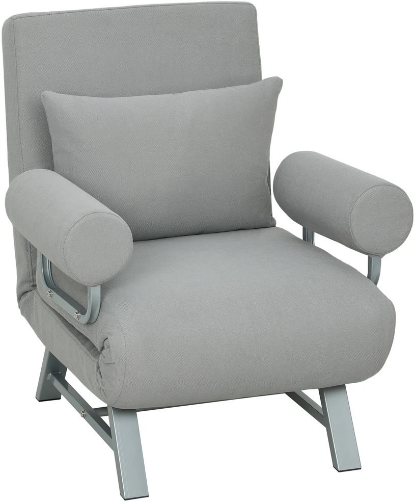 Miegamoji sofa-kėdė, paminkštintas fotelis, transformuojamas į svečių lovą, ergonomiškas, šviesiai pilkas
