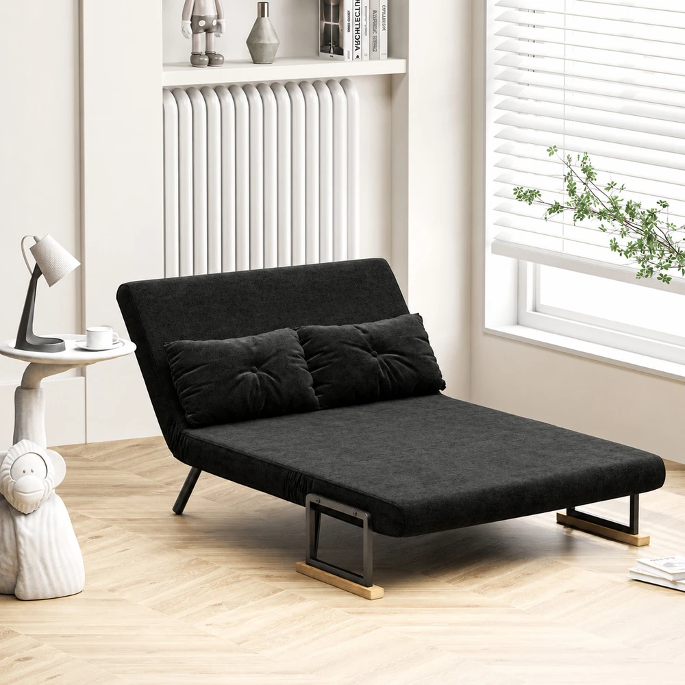 Miegamasis fotelis su 5 padėčių atlošu, juodas, 102 × 73 × 81 cm