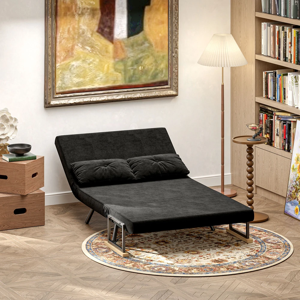 Miegamasis fotelis su 5 padėčių atlošu, juodas, 102 × 73 × 81 cm
