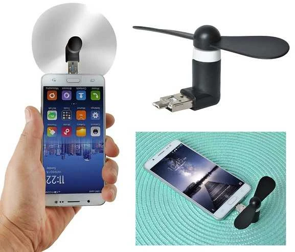 Iso Trade Ventiliatorius 2in1 USB/microUSB juodos spalvos