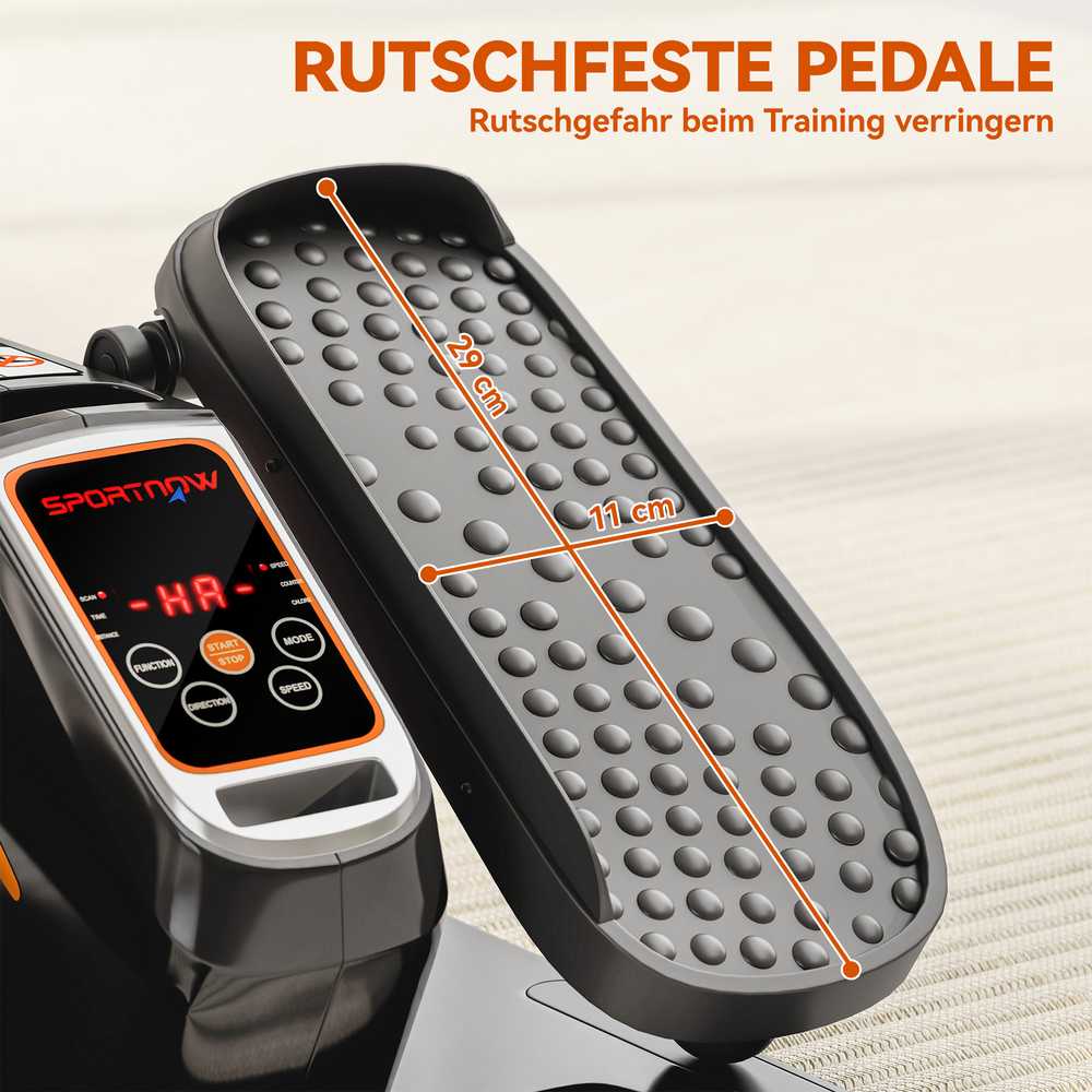 Elektrinis elipsinis treniruoklis, pedalų įrenginys su 12 reguliuojamų greičių, nešiojamas, lengvas, su nuotolinio valdymo pulteliu, LED monitoriumi, plienas, plastikas, juodas