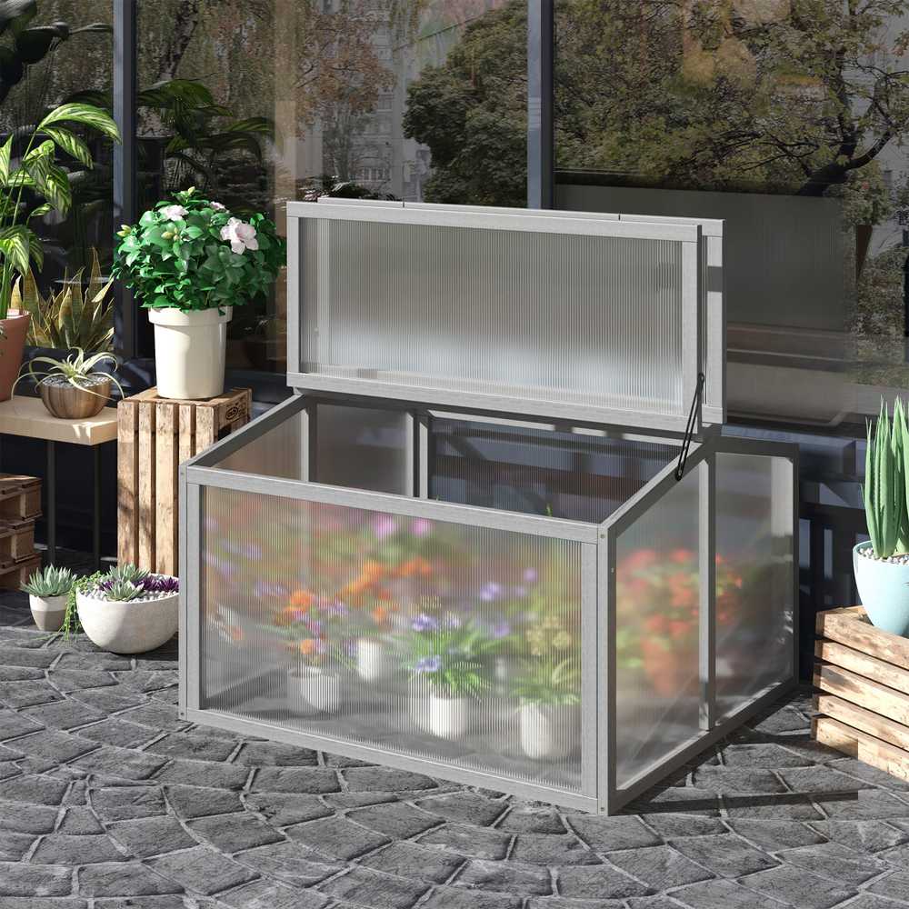 Outsunny Mini šiltnamis su medžio ir polikarbonato danga 90 x 80 x 58 cm