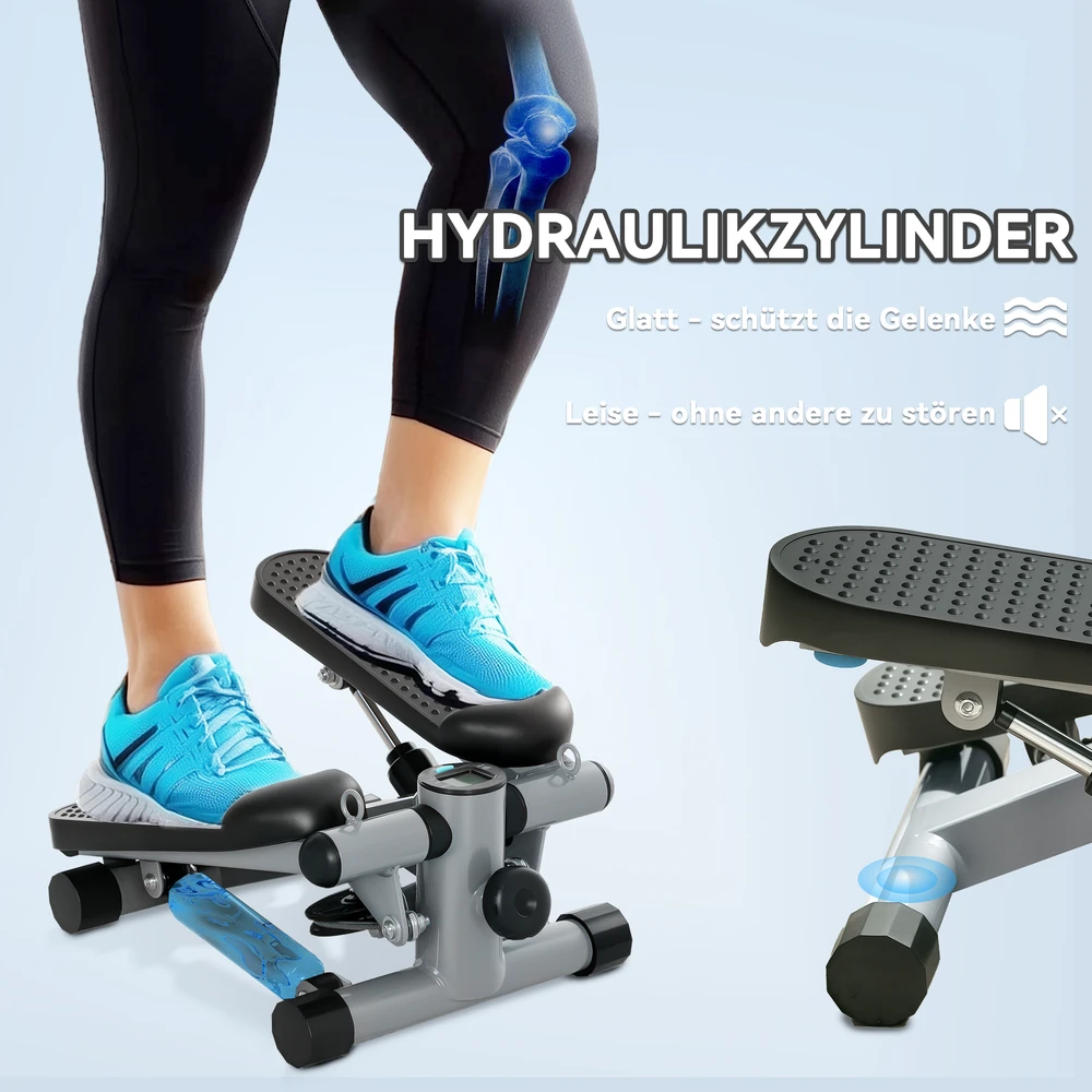 SPORTNOW 2 viename mini elipsinis treniruoklis namams su galios lynais, aukštyn-žemyn svyruojantis elipsinis treniruoklis su LCD ekranu, elipsinis treniruoklis namų treniruoklis iki 100 kg kojų/rankų treniruotėms, namų biuro fitneso pratimams, pilka
