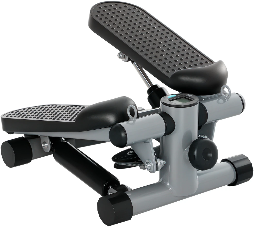 SPORTNOW 2 viename mini elipsinis treniruoklis namams su galios lynais, aukštyn-žemyn svyruojantis elipsinis treniruoklis su LCD ekranu, elipsinis treniruoklis namų treniruoklis iki 100 kg kojų/rankų treniruotėms, namų biuro fitneso pratimams, pilka