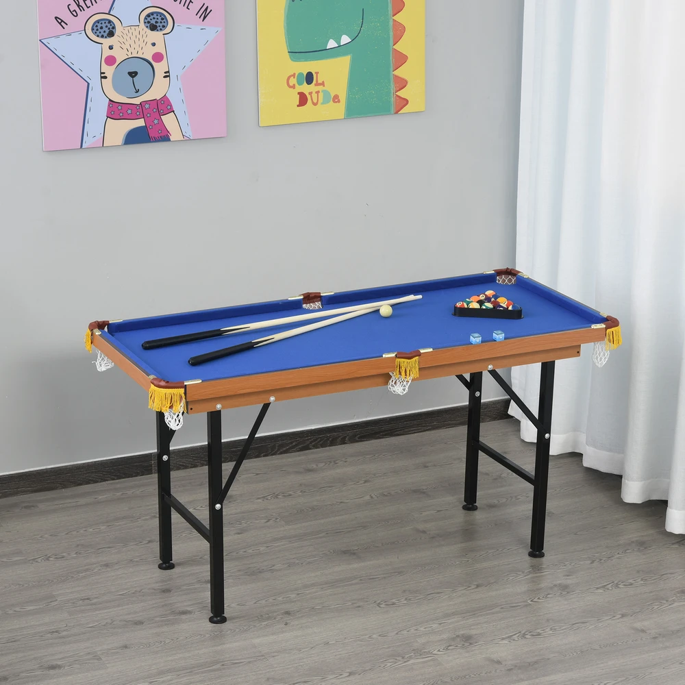 Mini sulankstomas biliardo stalas, dangaus mėlynos spalvos, 140 × 63 × 75 cm