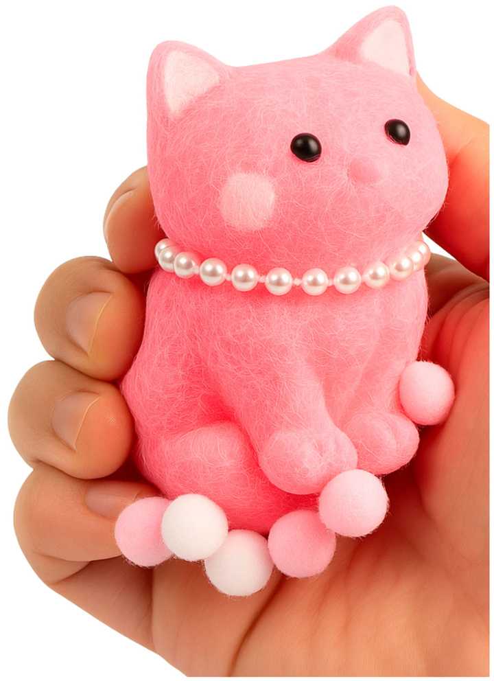 Lean Toys Minkštas žaislas kačiukas su perlais ir pomponais 8 cm ...