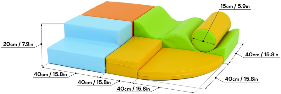 Minkštų kaladėlių komplektas “Sraigenė”, šviesiai spalvotas