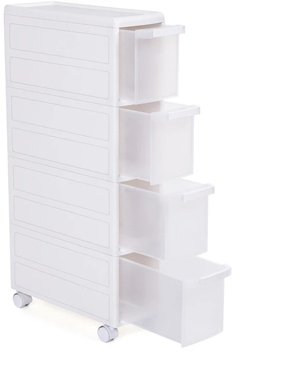 Songmics Mobilioji lentyna su 4 stalčiais, balta, 18 x 84,5 x 46 cm