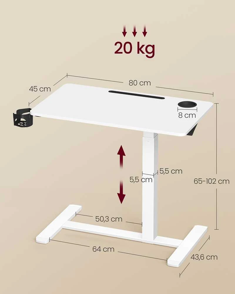 Songmics Reguliuojamo aukščio stalas 80x45x65-102cm