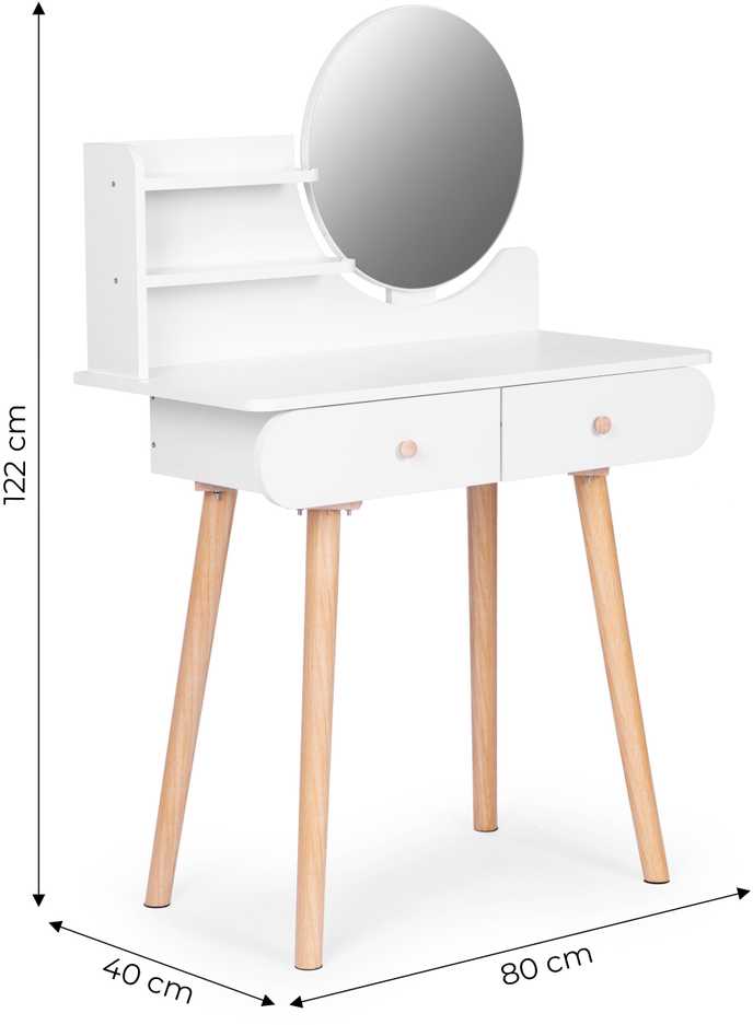 Modernhome Modernus kosmetinis staliukas su veidrodžiu ir lentynomis