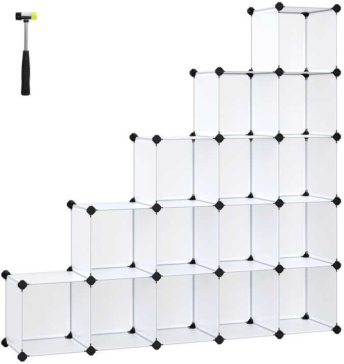 Songmics Modulinė lentyna 16 kubų balta