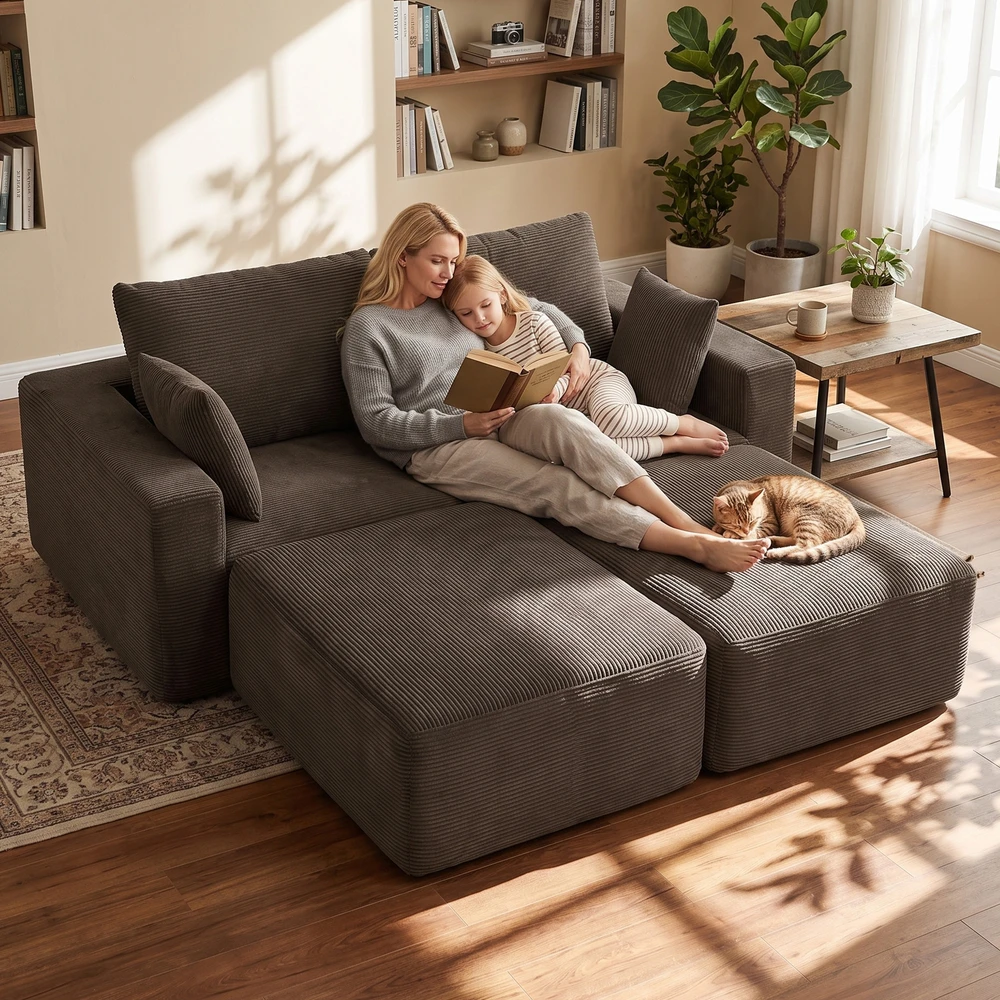Modulinė U formos sofa be rėmo 287 × 186 × 87 cm