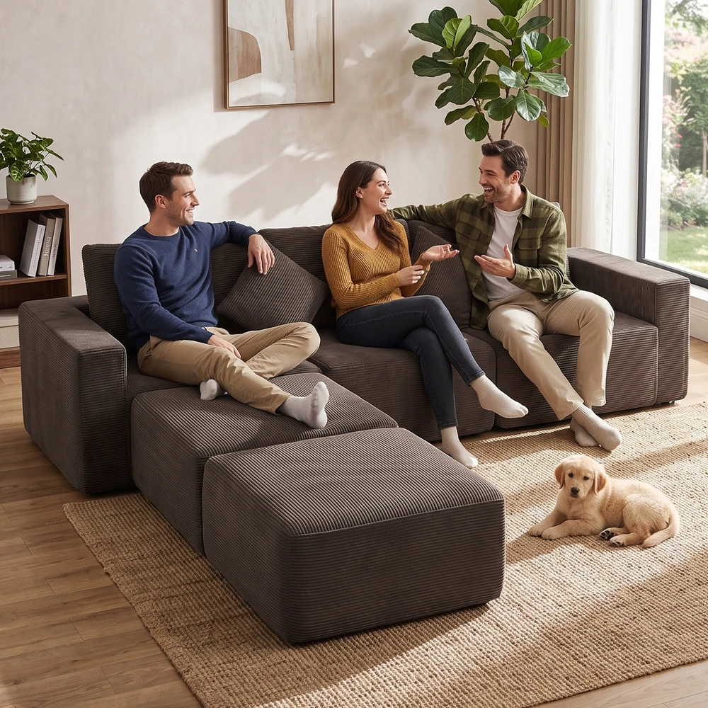 Modulinė U formos sofa be rėmo 287 × 186 × 87 cm