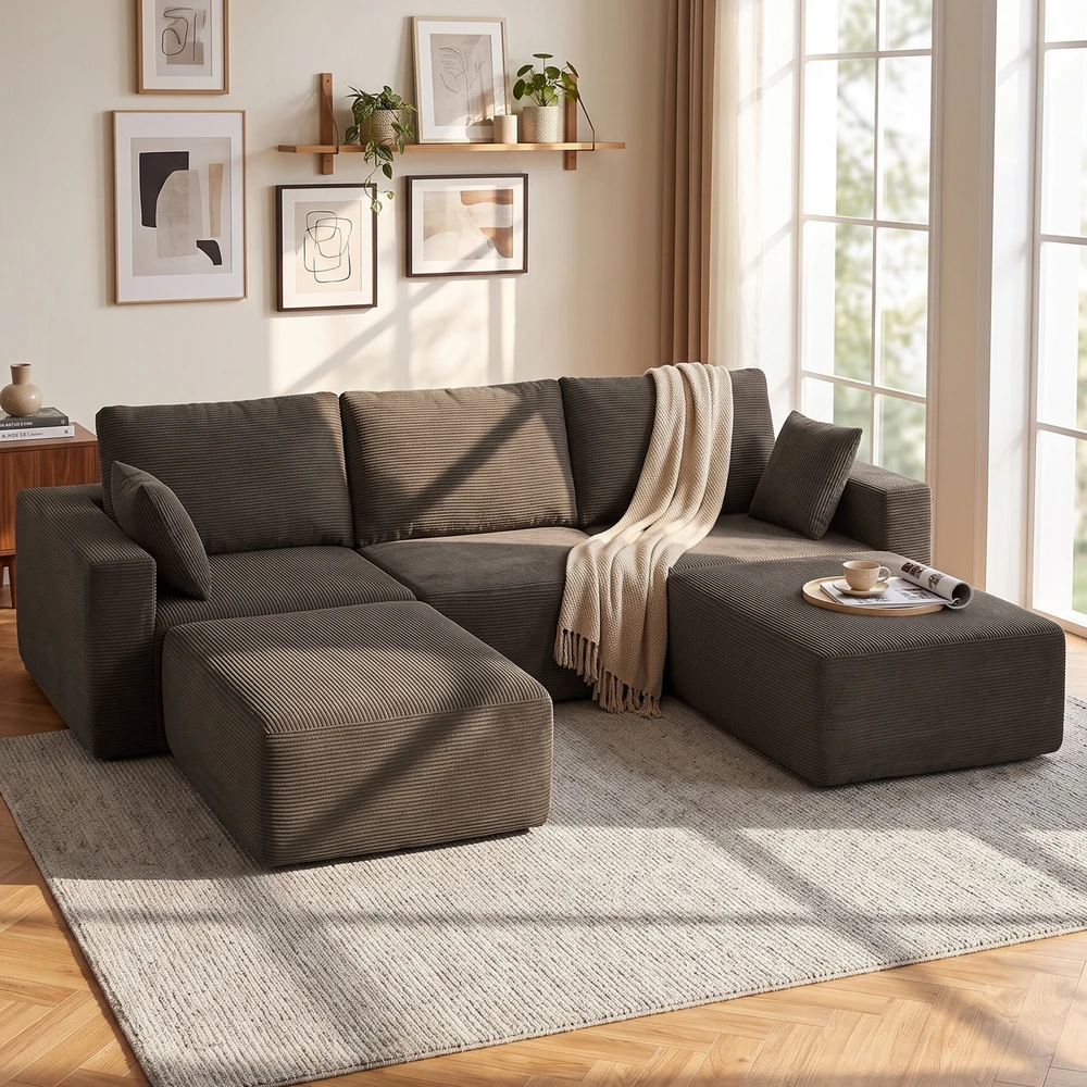 Modulinė U formos sofa be rėmo 287 × 186 × 87 cm