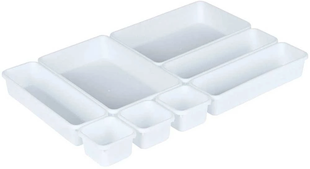 Storage Solutions Vilde Rašomojo stalo stalčių organizatorius baltas modulinis 8 vnt.