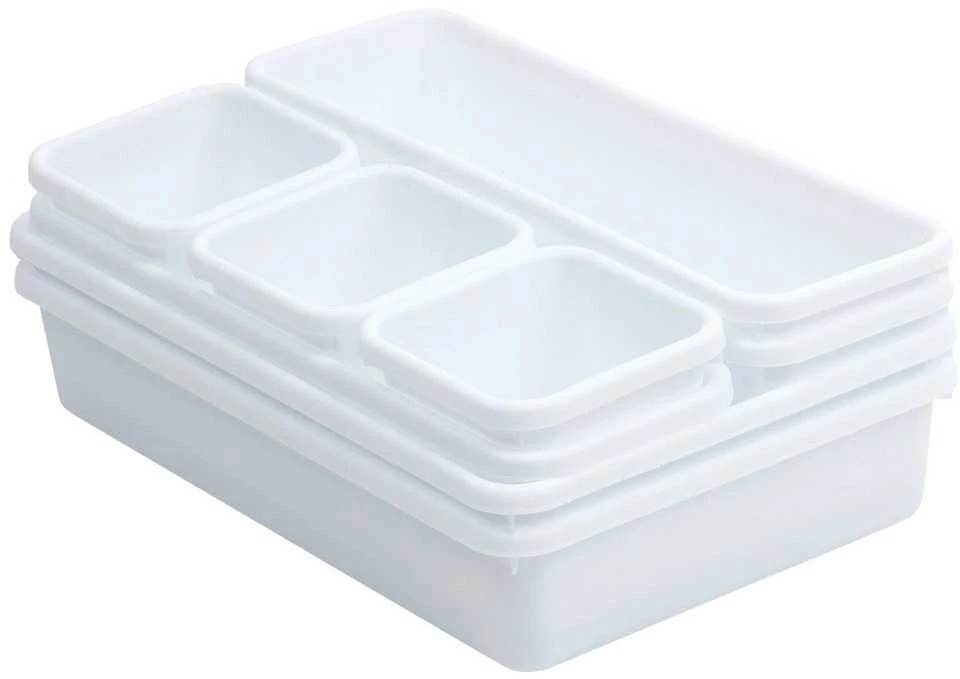 Storage Solutions Vilde Rašomojo stalo stalčių organizatorius baltas modulinis 8 vnt.