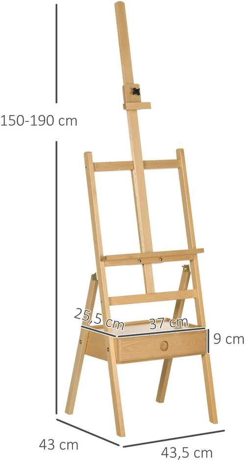 Vinsetto tapybos stovas, sulankstomas medinis stovas, reguliuojamo aukščio studijos stovas su laikikliu, drobėms iki 92 cm aukščio