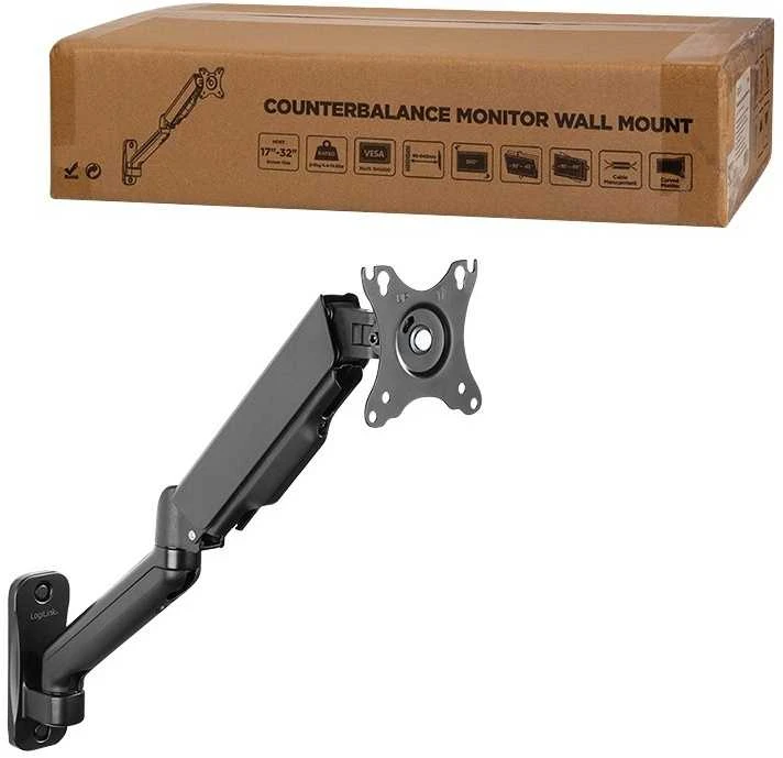 LOGILINK BP0145 Monitorius Sieninis laikiklis 17-32 colių plieninės dujinės spyruoklės svirties ilgis: 450 mm