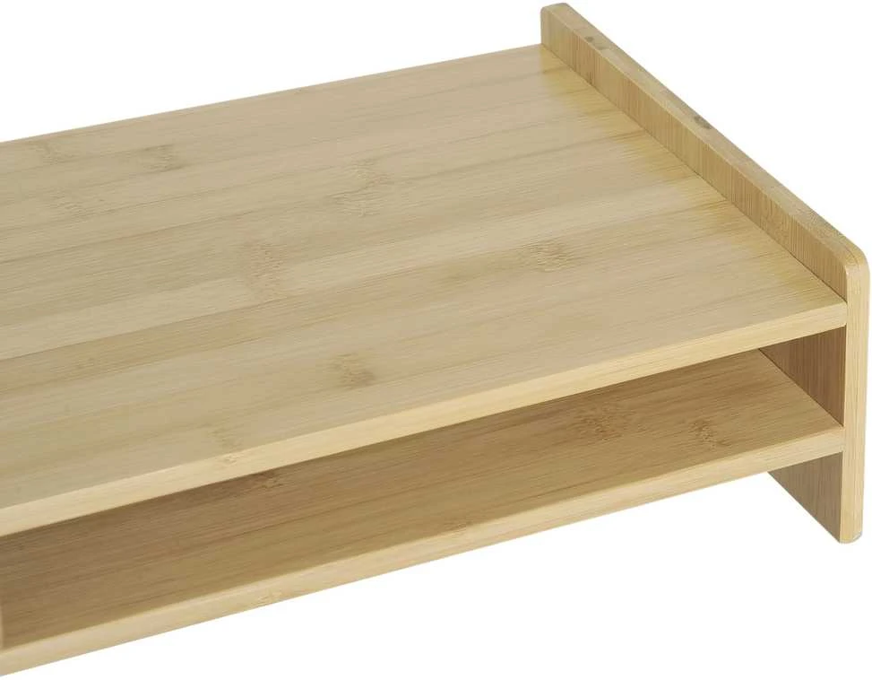 HOMCOM monitoriaus stovas, ekrano stovas, rašomojo stalo organizatorius, su stalčiais, natūrali spalva, 49x25,5x11,5 cm