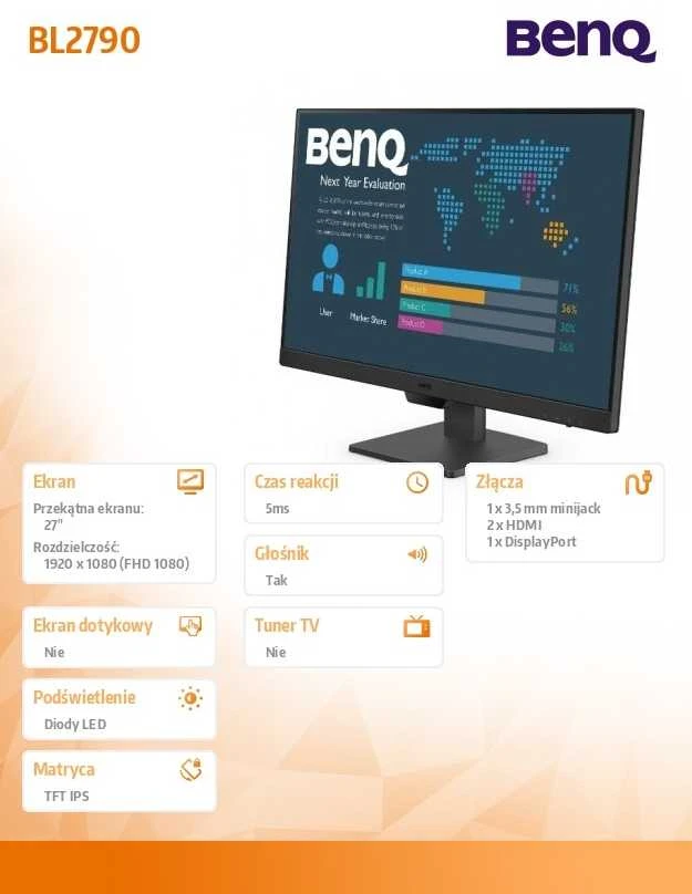 BENQ BL2790 27 colių FHD IPS 5ms 100Hz 250cd/m2 2xHDMI DP