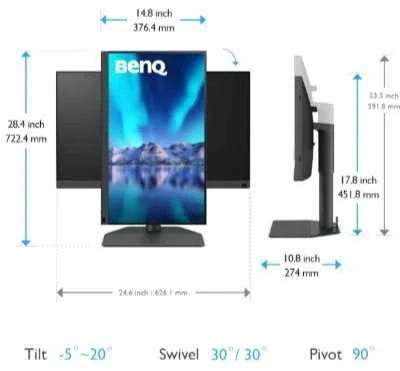BENQ SW272Q 27" 2K QHD IPS HAS HDMI/DP/USB-C PD90W 99% ADOBE RGB PHOTOGRAPHER MONITORIUS