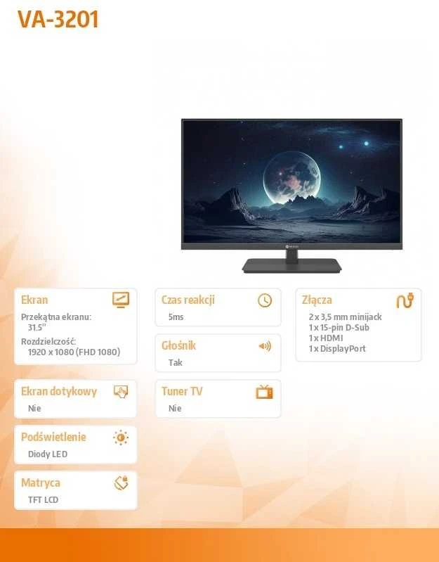 Monitorius - AG Neovo VA-3201, Juodas