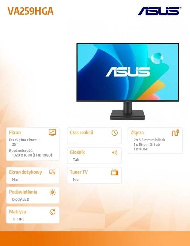 Monitorius ASUS VA259HGA - 120Hz | Full HD | 24.5'' | IPS | 1ms