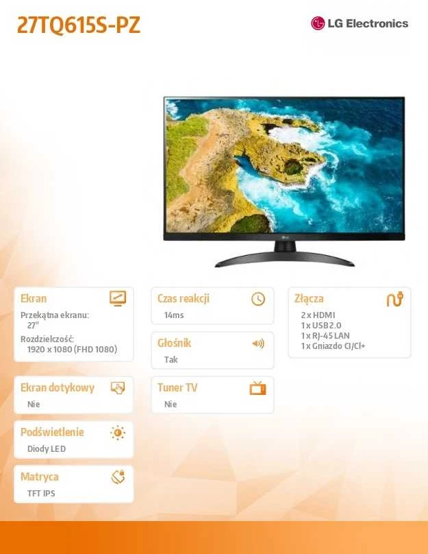 Televizorius LG 27" TQ615S -PZ Series, Juodos spalvos