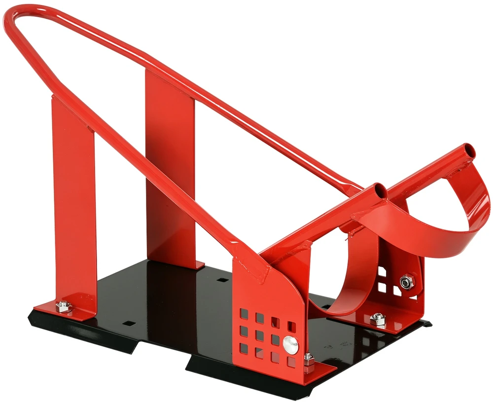 Motociklo priekinio rato stovas, 12 padėčių, iki 450 kg, juodos ir raudonos spalvos, 27,5 × 51–69 × 34 cm