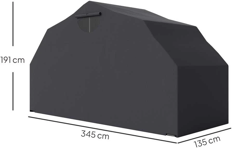 „Outsunny“ sulankstomas lauko motociklų uždangalas su langeliu, vandeniui atsparus „Oxford“ audinio garažas 2 motociklams ar motoroleriams, 345 cm x 135 cm x 191 cm, juodas