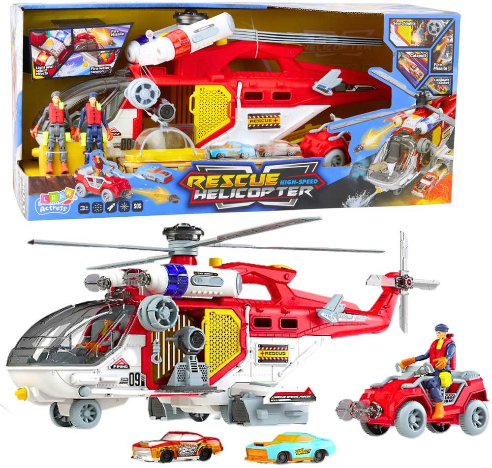 Lean Toys Multifunkcinis gelbėjimo sraigtasparnis su priedais