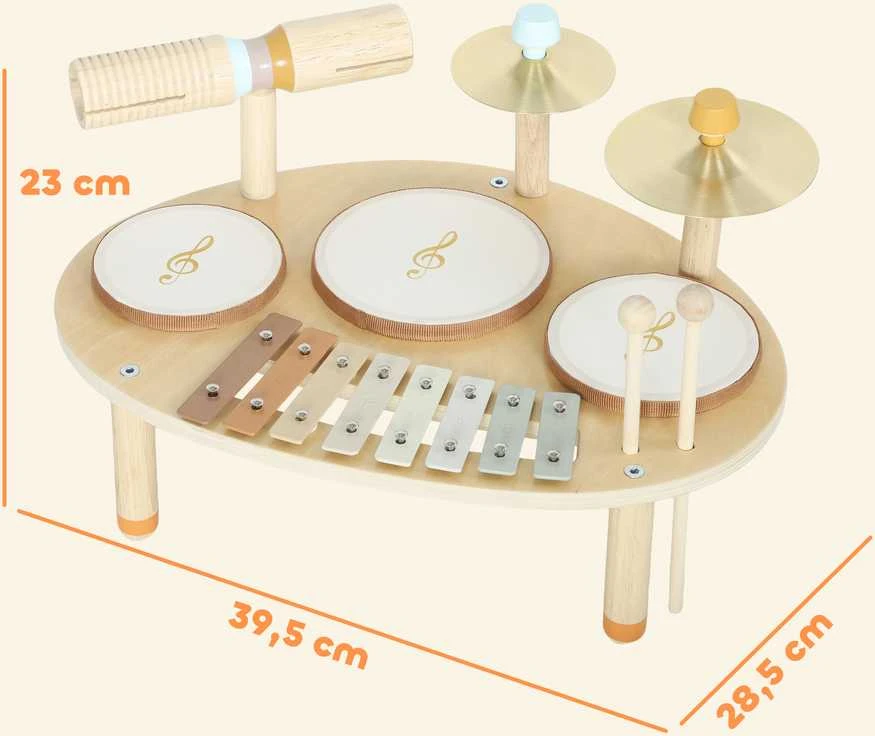Mušamųjų instrumentų rinkinys natūralaus medžio
