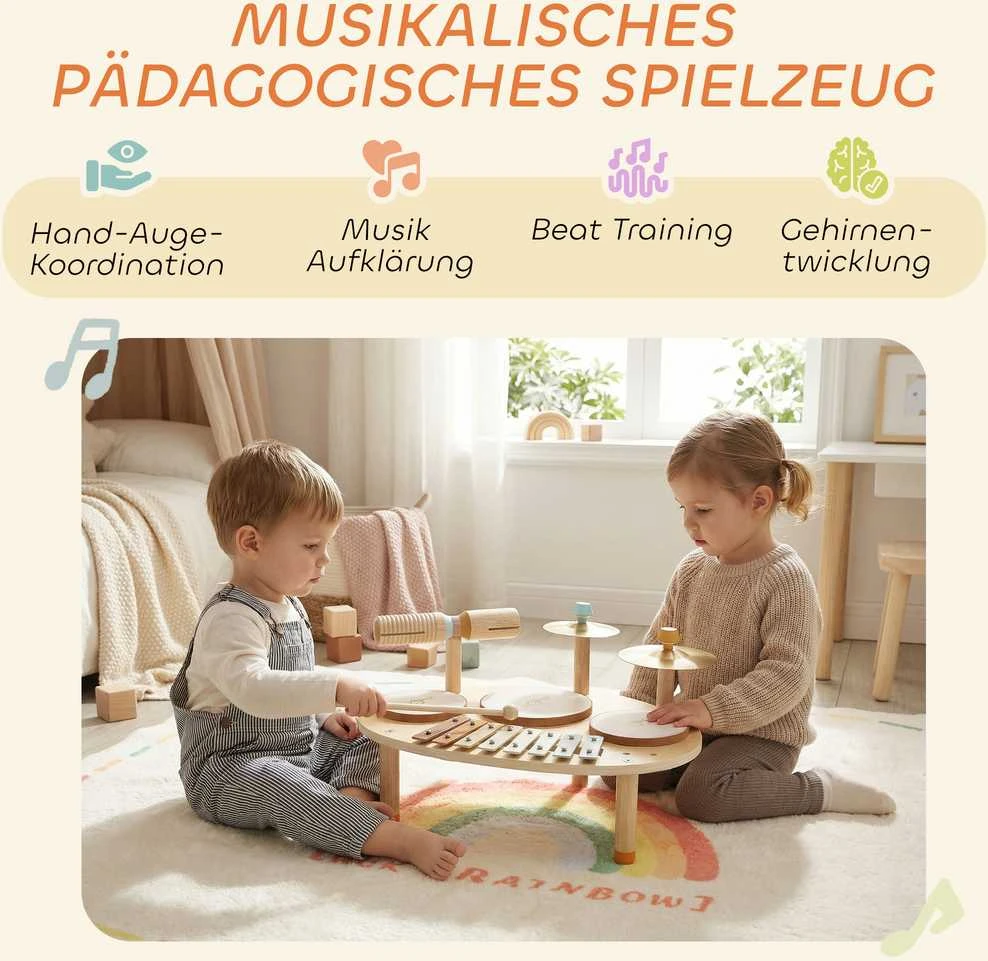 Mušamųjų instrumentų rinkinys natūralaus medžio
