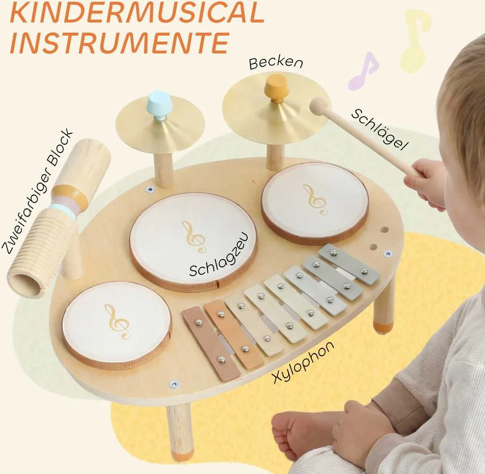 Mušamųjų instrumentų rinkinys natūralaus medžio