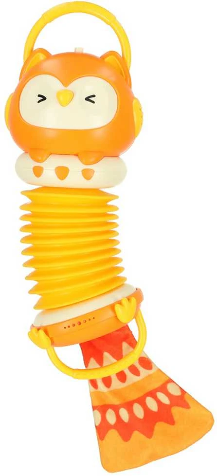 Vaikiškas muzikinis akordeonas Oranžinė pelėda, 33 cm