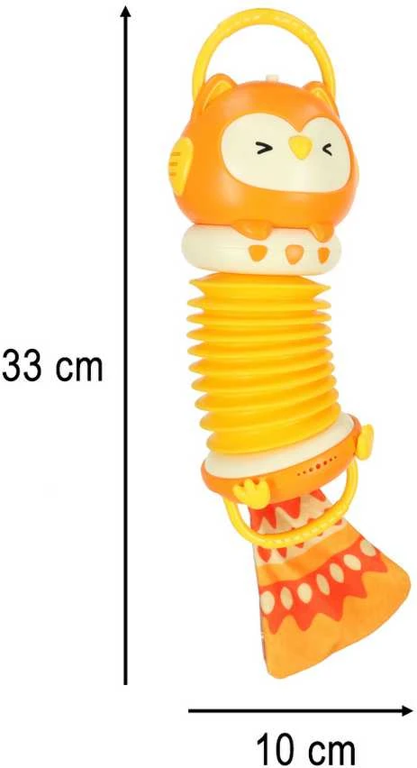 Vaikiškas muzikinis akordeonas Oranžinė pelėda, 33 cm