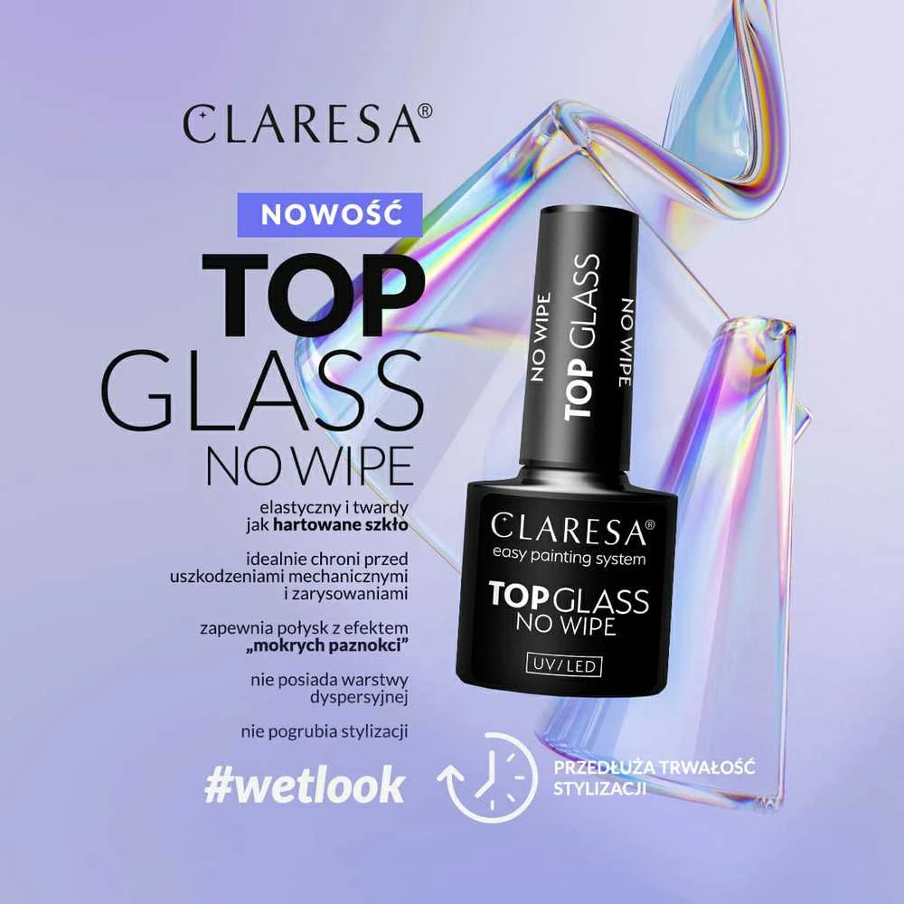 Activeshop Nagų lakas Claresa Glass No Wipe, 5 g
