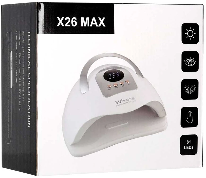 Nagų lempa Sun X26, 81 LED, balta, 11,5 × 22 × 21,5 cm