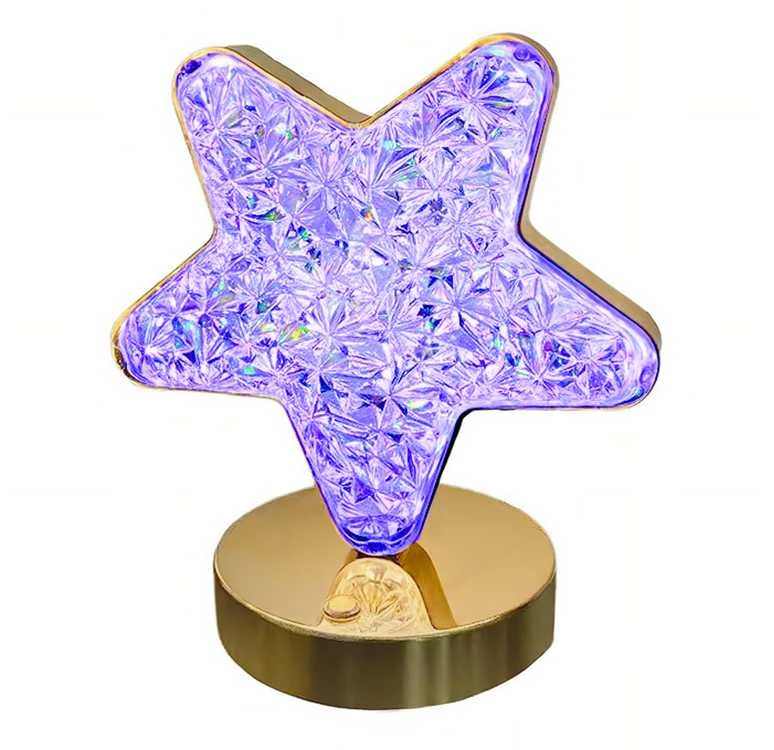 Naktinė stalinė lempa su kristalų efektu, RGB apšvietimas, 17 cm