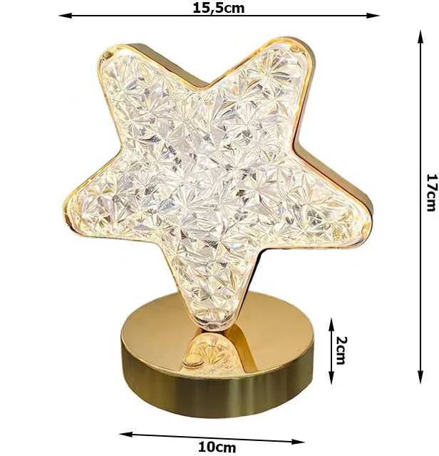 Naktinė stalinė lempa su kristalų efektu, RGB apšvietimas, 17 cm