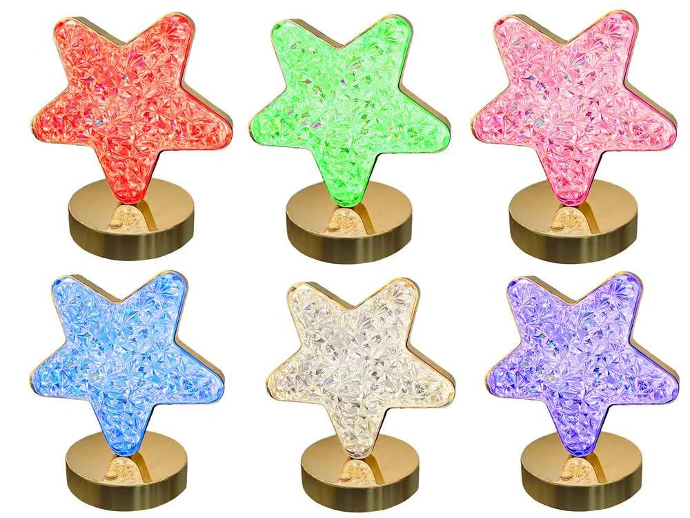 Naktinė stalinė lempa su kristalų efektu, RGB apšvietimas, 17 cm