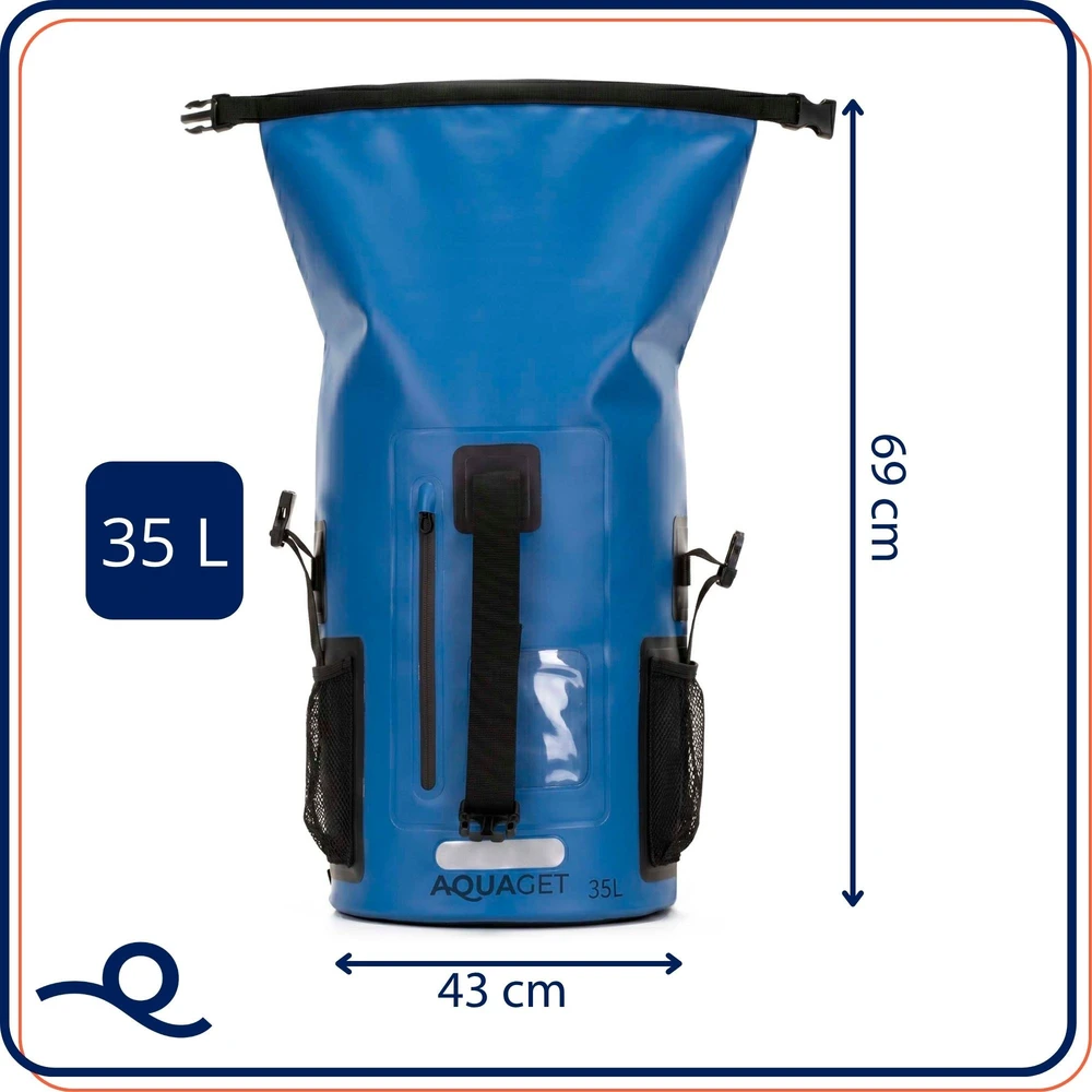 Springos Neperšlampama kuprinė 35 l, IPX6, mėlyna/juoda, 43 × 26 × 69 cm
