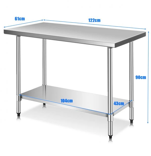 Nerūdijančio plieno virtuvės darbo stalas 122x61x90 cm