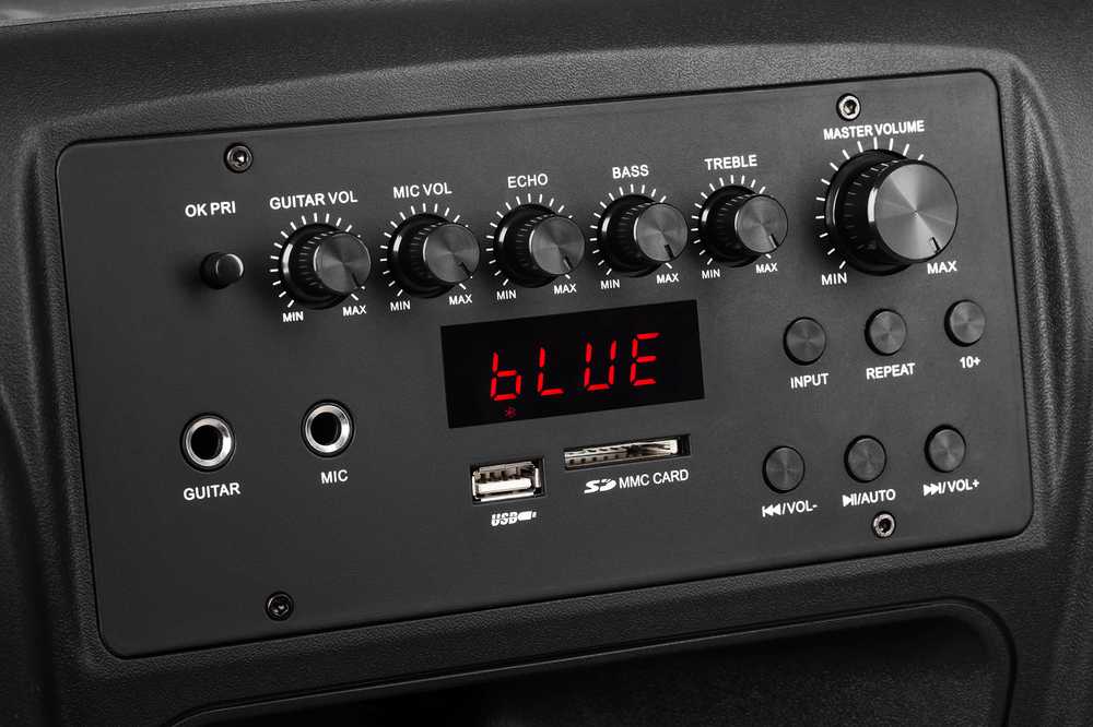 Kruger & Matz Aktyvus garsiakalbis (su 2 belaidžiais mikrofonais UHF, SD, Bluetooth, FM, USB) 40 W