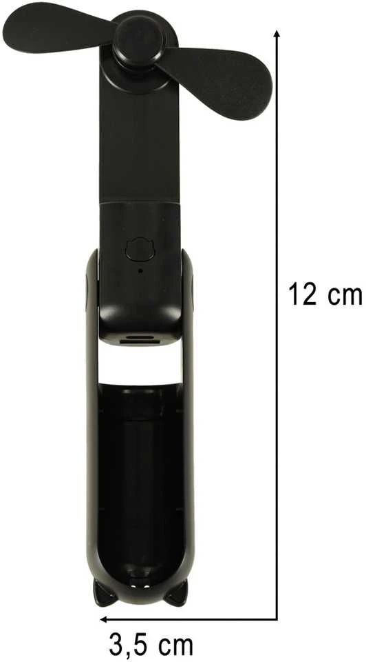 Nešiojamas USB Ventiliatorius 3 Greičių, 1200 mAh, Juodas