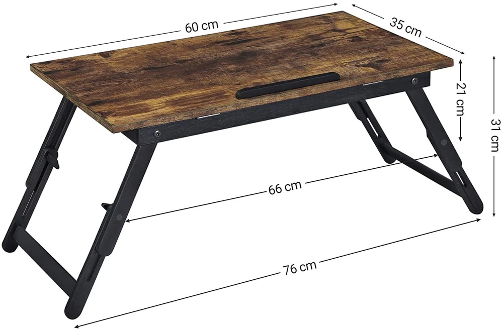 Leobert Nešiojamojo kompiuterio staliukas su reguliuojamu pasvirimo kampu, 60–76 × 35 × 21–31 cm